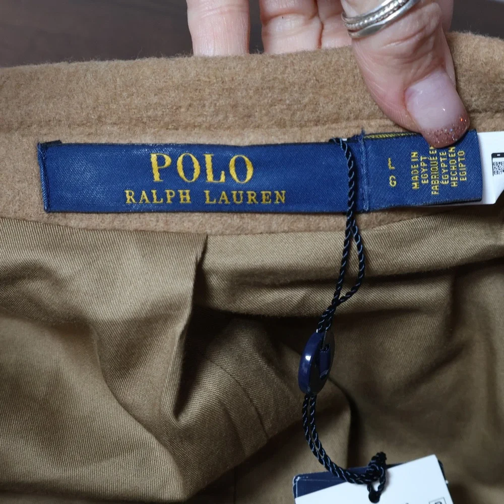 Polo Ralph Lauren Overcoat Men Large Tan Wool Blend Topcoat Luxury $598 NWT